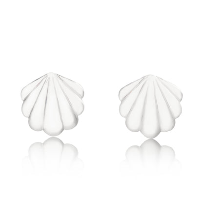 Plain All Gold Seashell Stud Earrings