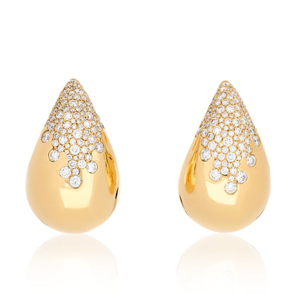 Large Teardrop Puffy Diamond Earrings