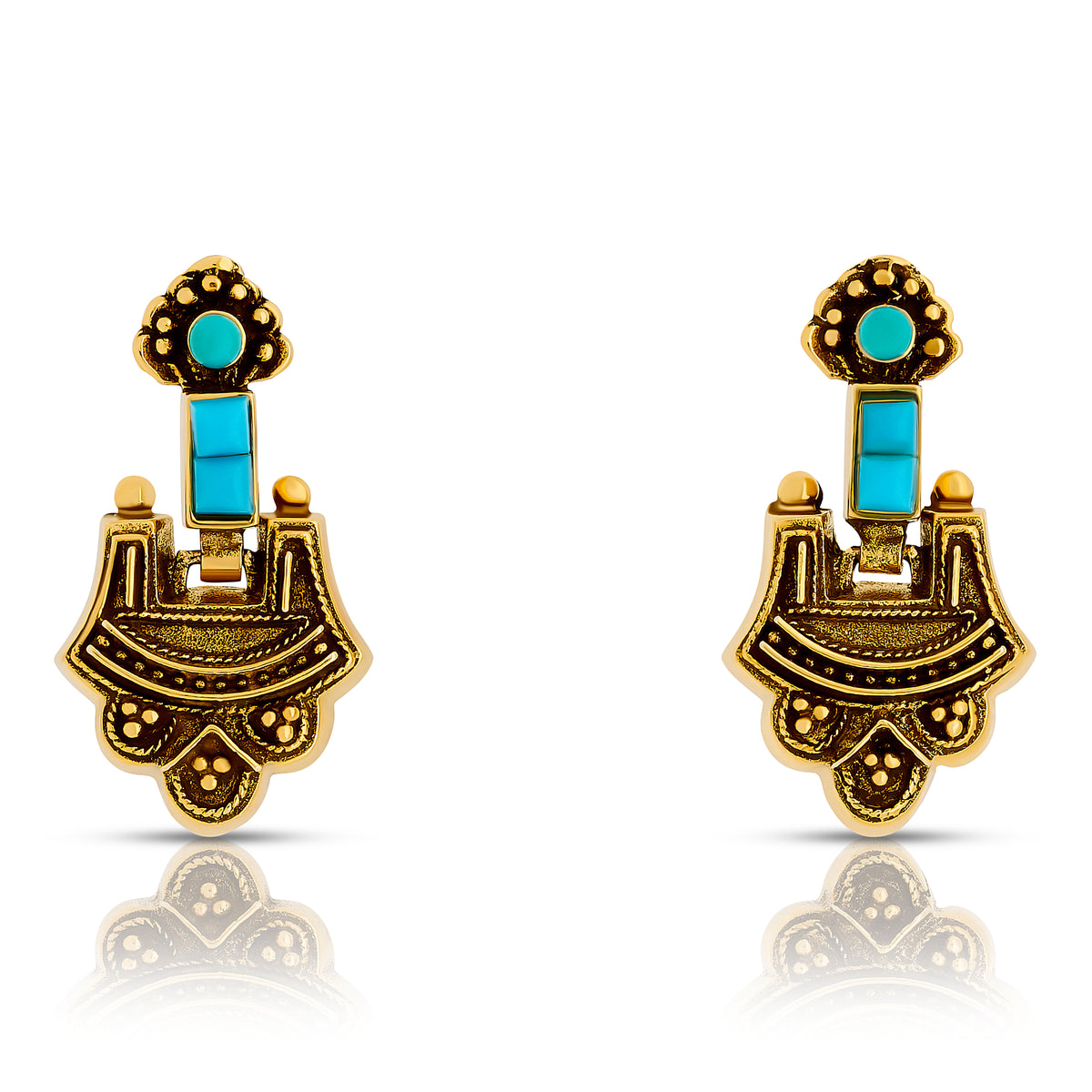 Turquoise Victorian Style Vintage Earrings