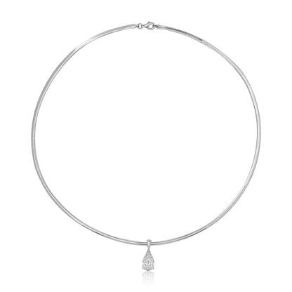Three Carat Pear Shape Diamond Pendant on Omega Chain