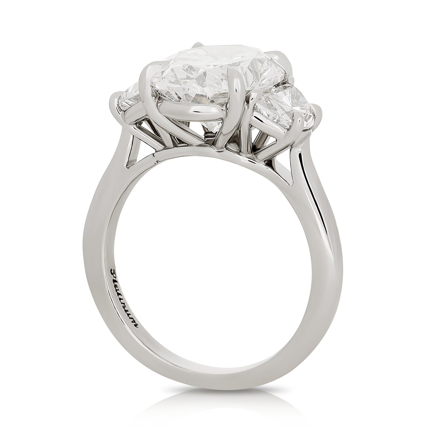 Three Stone Lab Grown Oval Diamond Engagement Ring