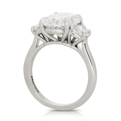 Three Stone Lab Grown Oval Diamond Engagement Ring
