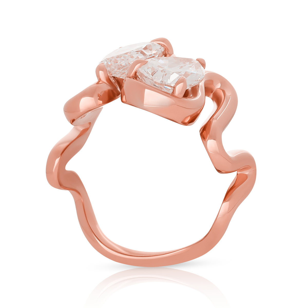 Lab Pear Diamond Wavy Ring