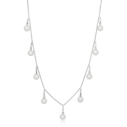 Pearl and Diamond Drop Necklace