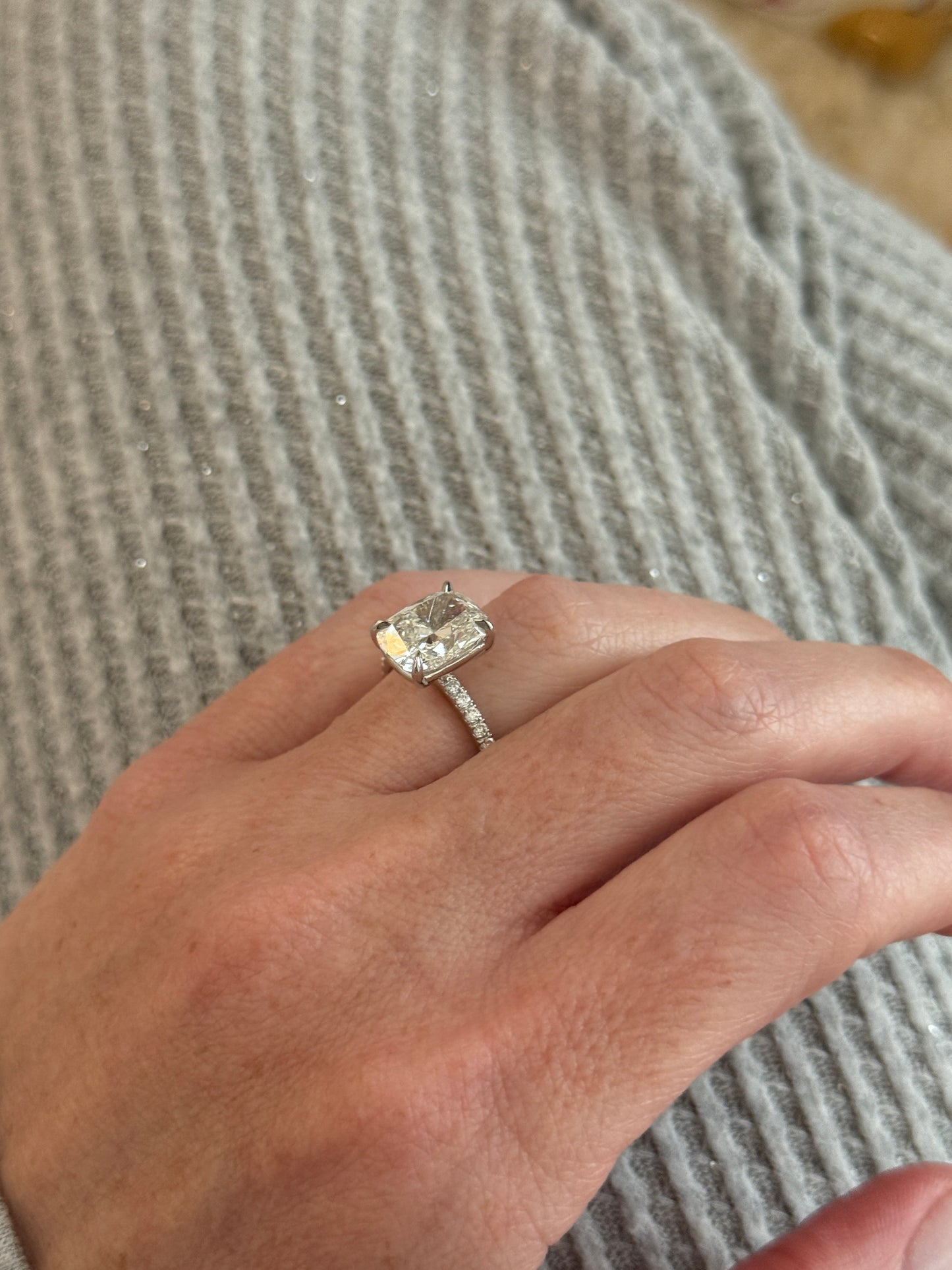 Platinum Lab Grown Cushion Cut Diamond Engagement Ring