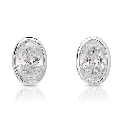 Lab Grown Diamond Oval Bezel Set Stud Earrings