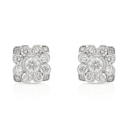 Estate Diamond White Gold Earrings
