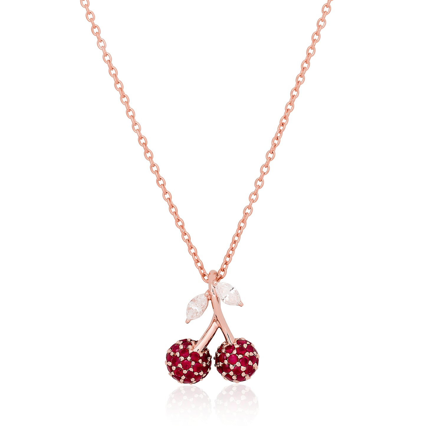 Petite Ruby and Diamond Cherry Pendant