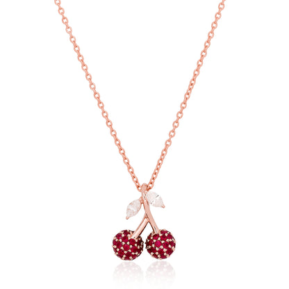 Petite Ruby and Diamond Cherry Pendant