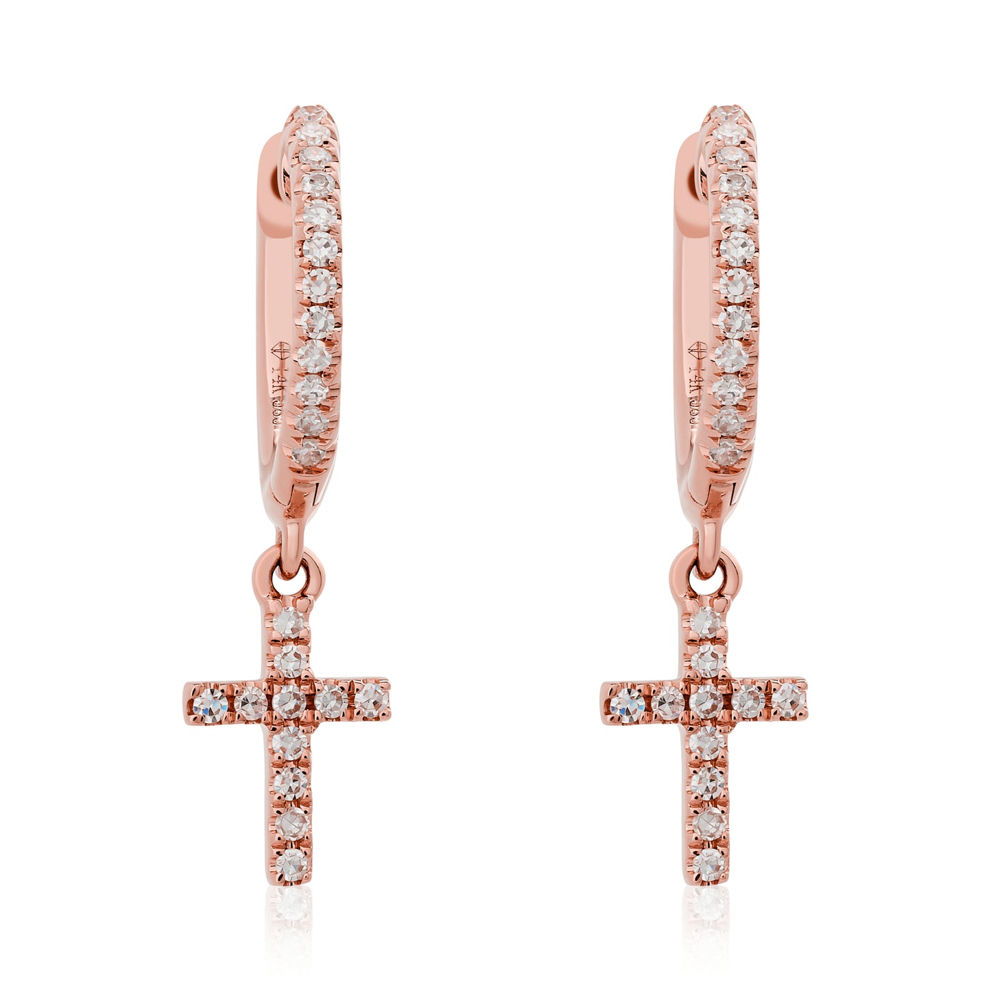 Petite Diamond Dangle Cross Earrings