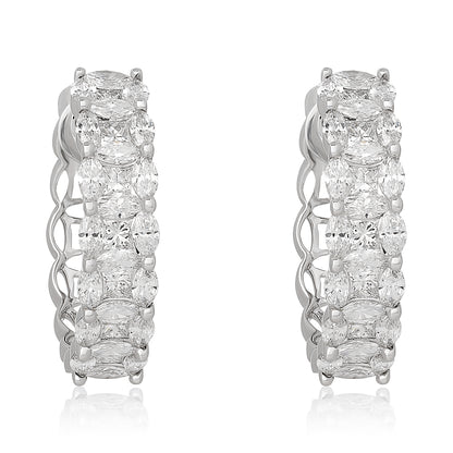 Marquis and Oval Diamond Illusion Set Hoop Earrings