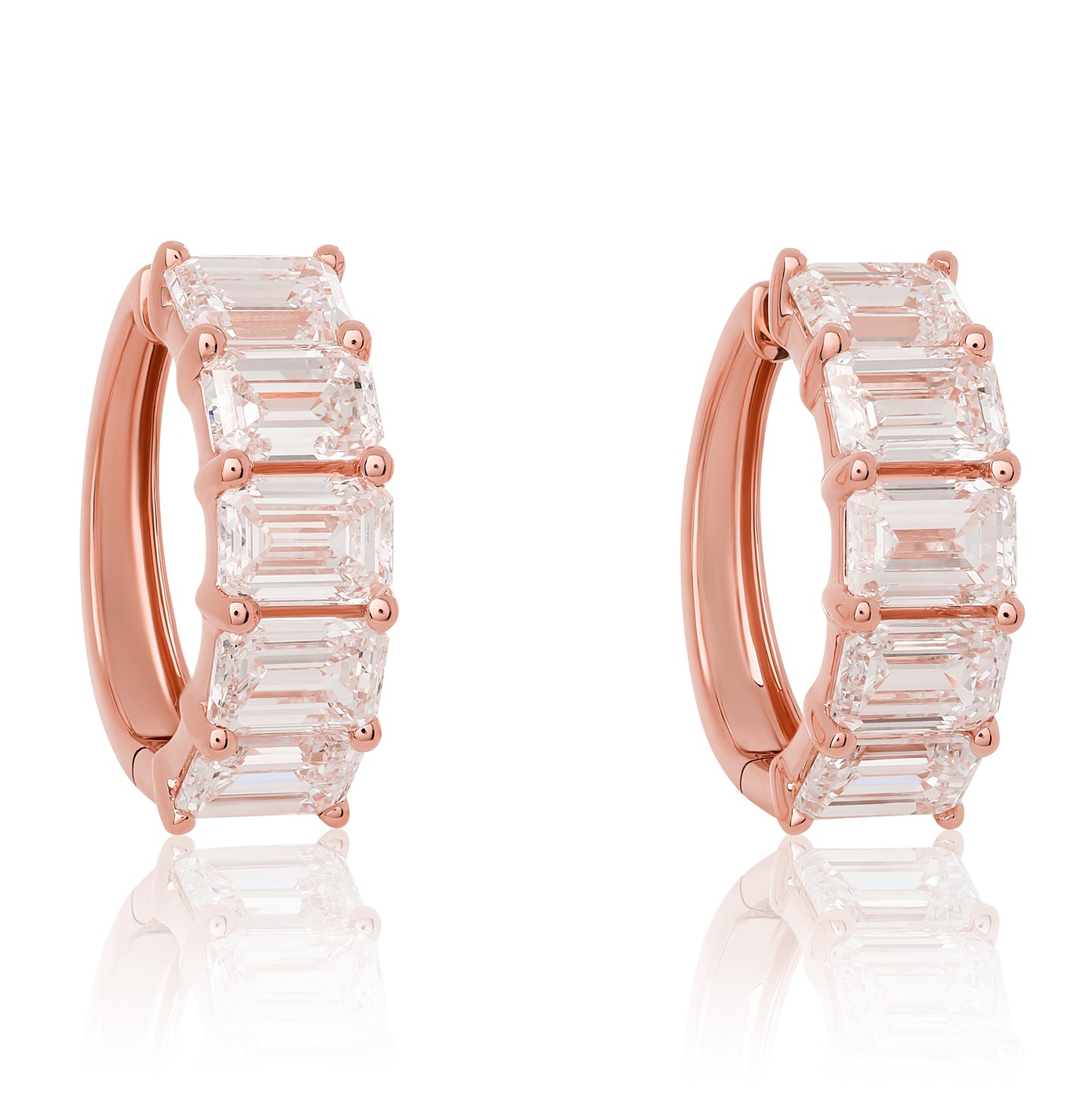 Emerald Cut Lab Diamond Hoop Earrings
