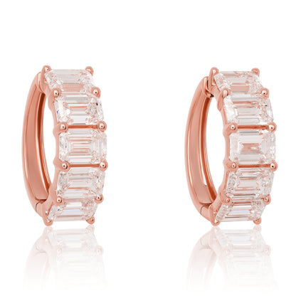 Emerald Cut Lab Diamond Hoop Earrings