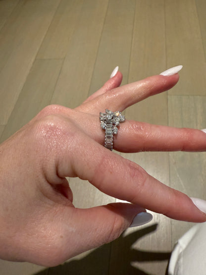 Estate Platinum Diamond Marquis and Baguette Band