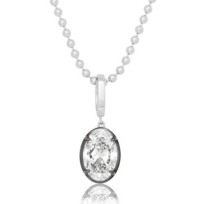 Lab Diamond Oval Button Back Pendant