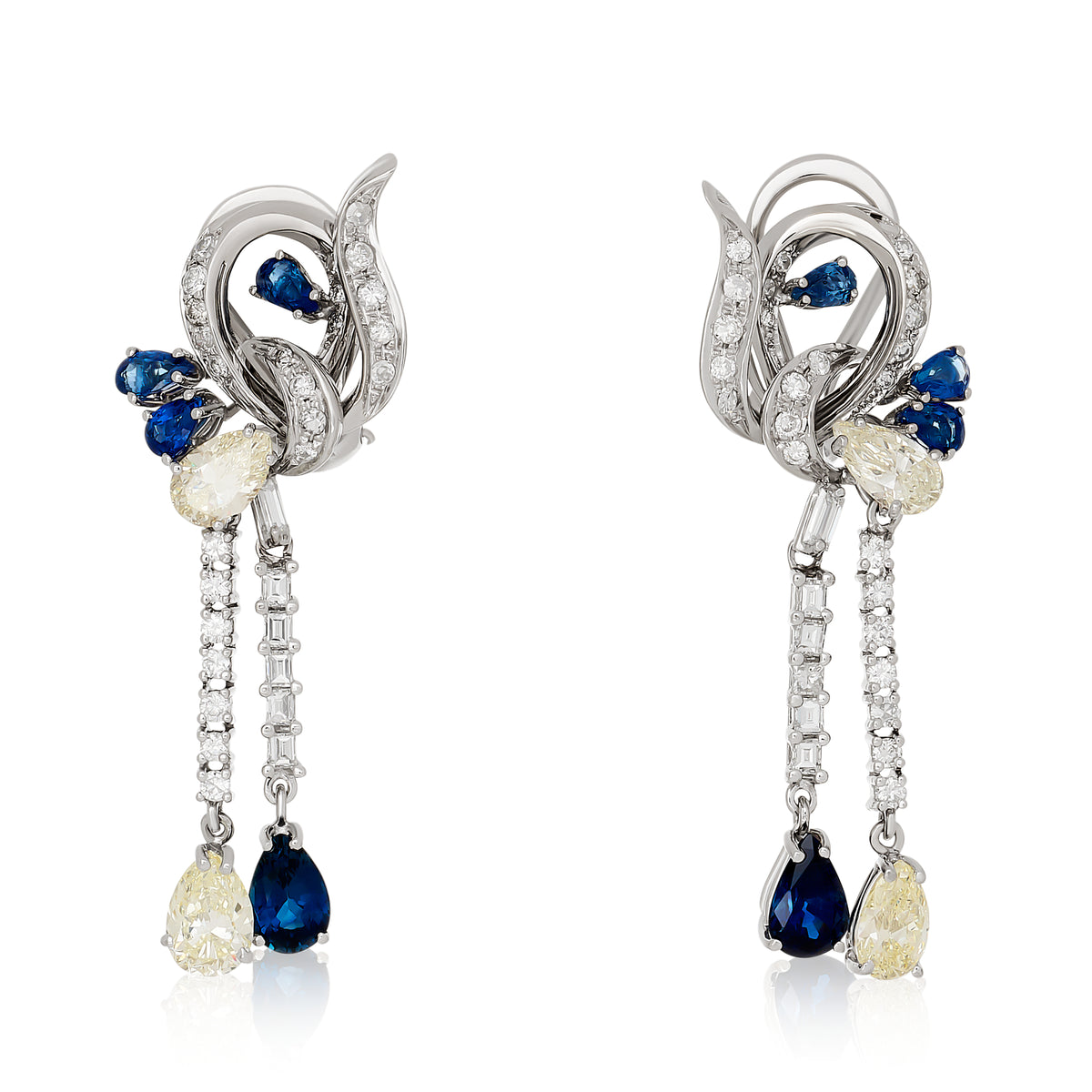 Vintage Sapphire and Diamond Dangle Earrings