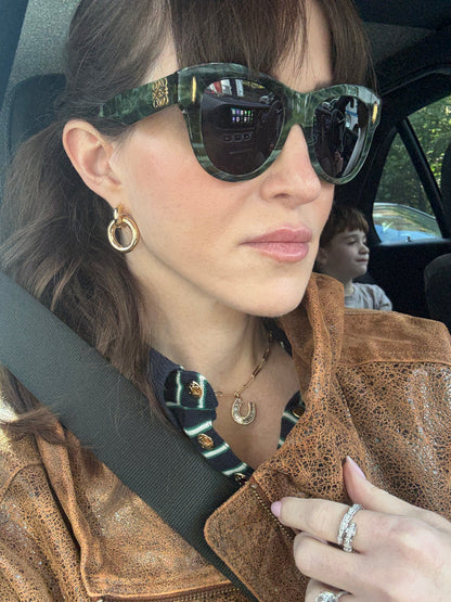 Gold Hoop Earrings with Dangle Ring