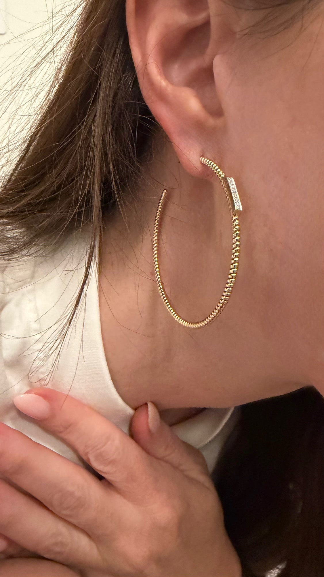 Diamond Tubogas Hoop Earrings