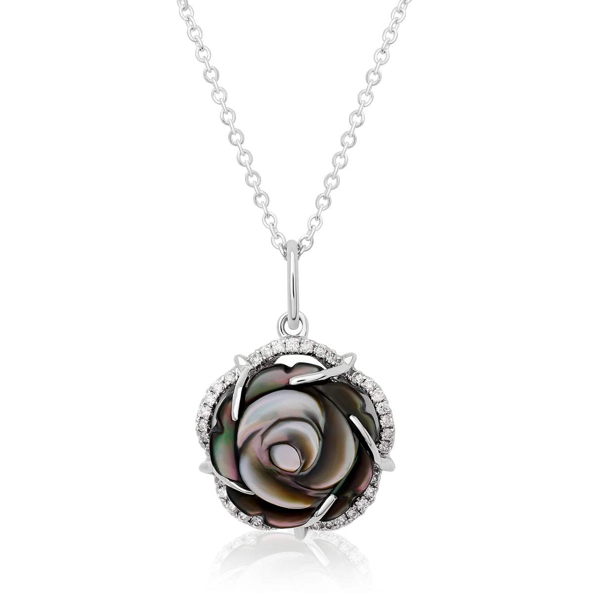 Grey Mother Of Pearl Rose Pendant