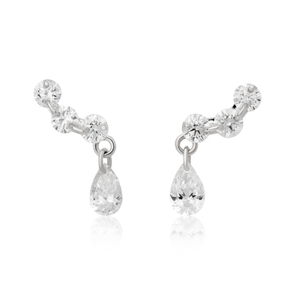 Curved Diamond Floating Earrings
