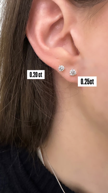 Round Shape Diamond Flat Back Stud Earring