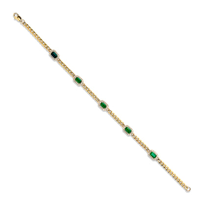 East West Emerald and Diamond Bracelet