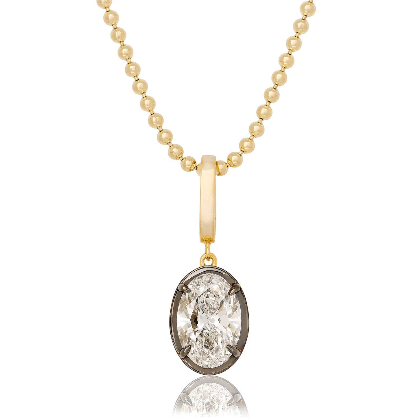 Lab Diamond Oval Button Back Pendant