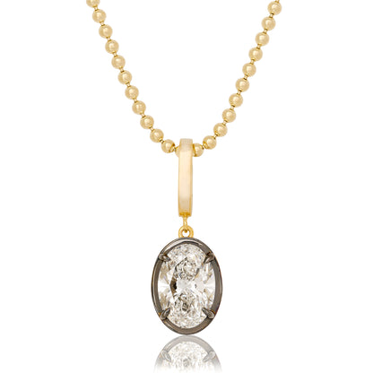 Lab Diamond Oval Button Back Pendant