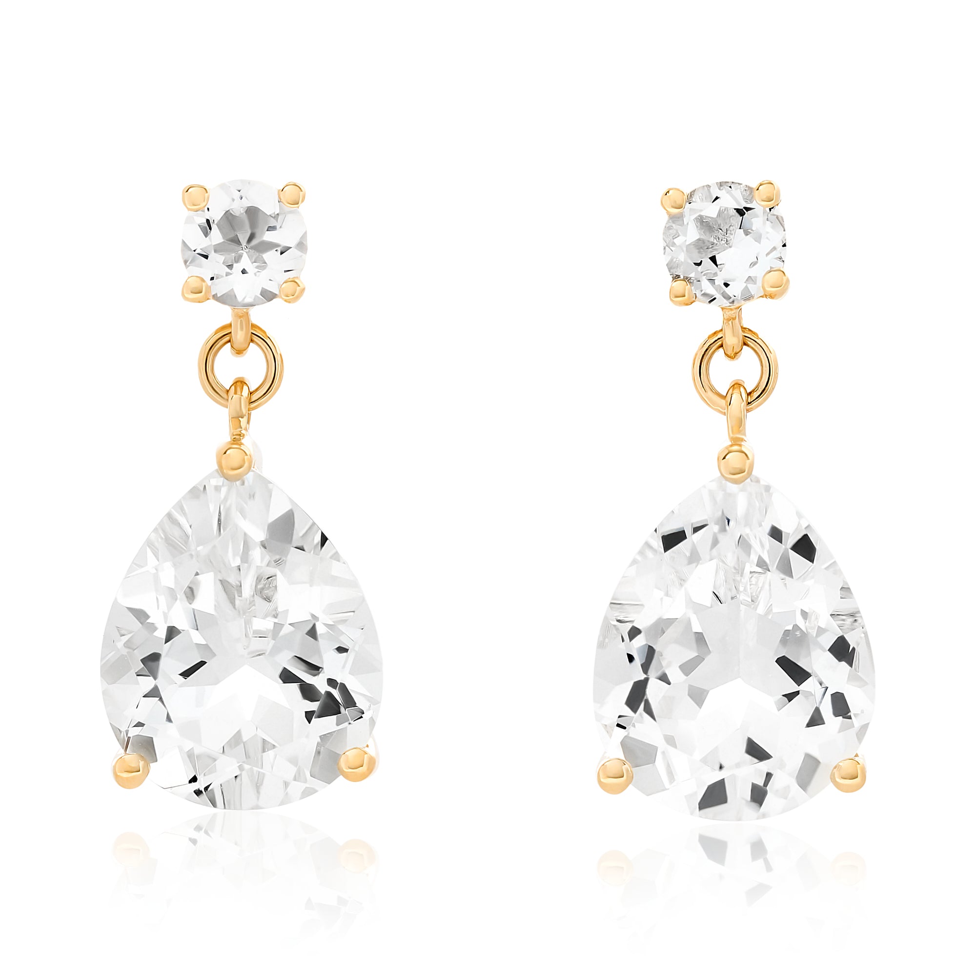 White Topaz Earrings, Natural Gemstone, with Cubic Zirconia, Sterling high quality Silver, Rose Gold Plated Earrings