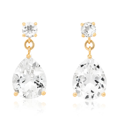 Chubby White Topaz Drop Earrings - Yellow