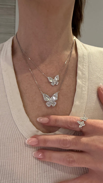 Diamond Romantic Butterfly Pendant in Size 4