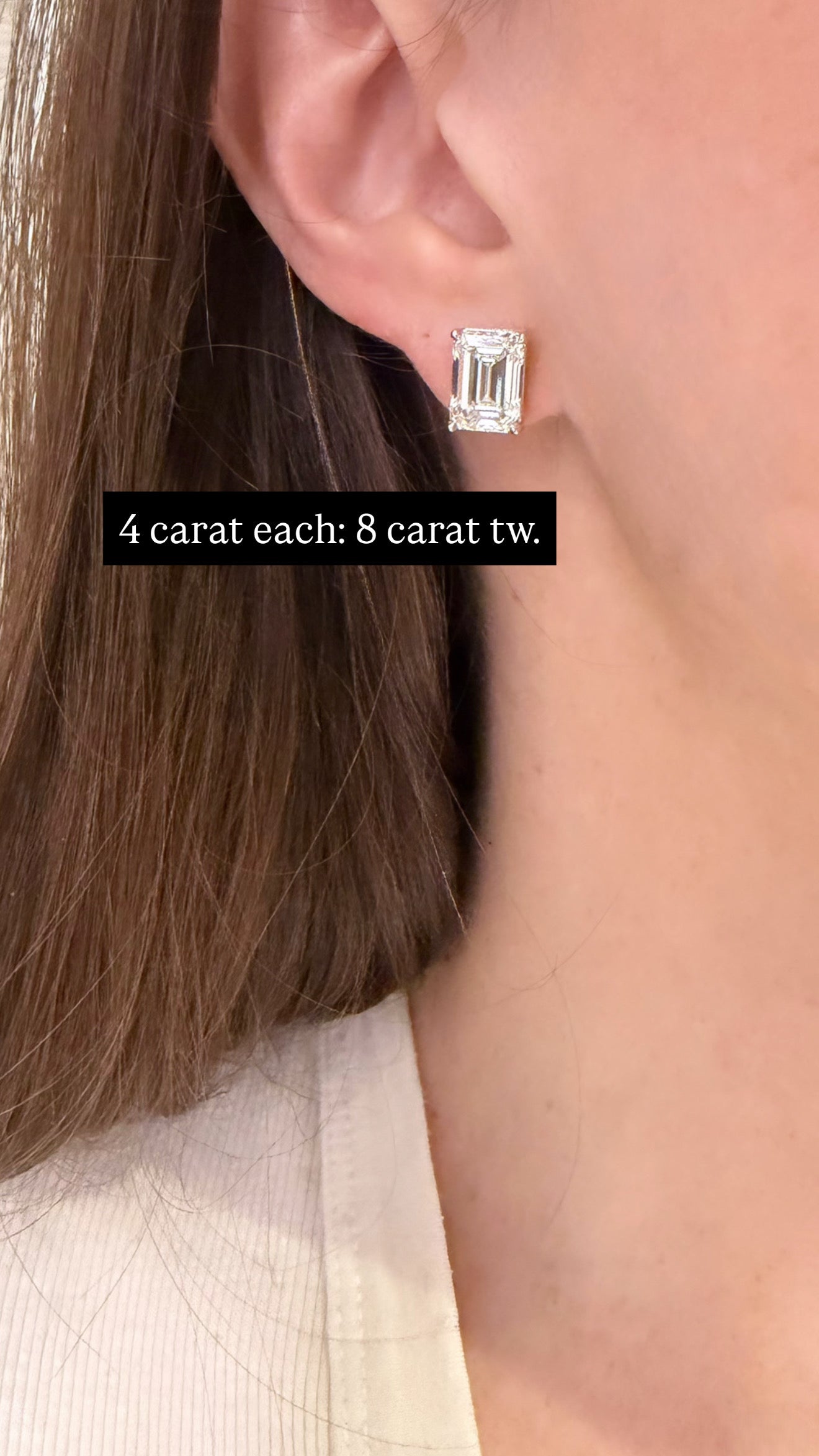 Lab Grown Emerald Cut Studs