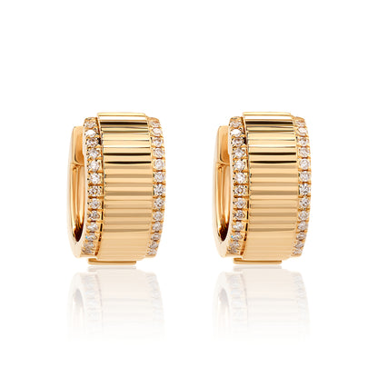Fluted Style Diamond Hoop Earrings