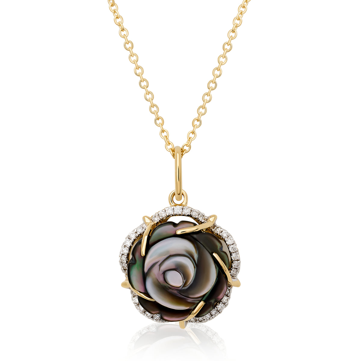 Grey Mother Of Pearl Rose Pendant