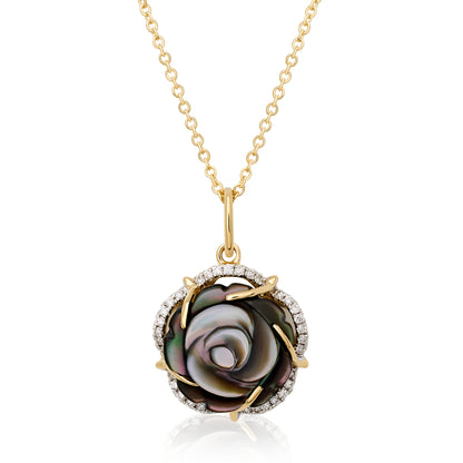 Grey Mother Of Pearl Rose Pendant