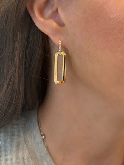 Rectangular Link Diamond Earrings