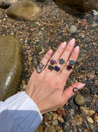 Rhodolite Ring with Black Rhodium