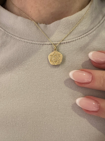Star of David Disc Diamond Pendant