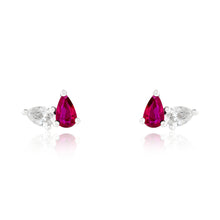 Load image into Gallery viewer, Toi Et Moi Diamond and Ruby Birthstone Stud Earrings