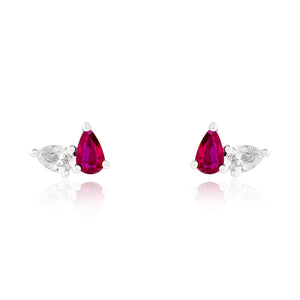 Toi Et Moi Diamond and Ruby Birthstone Stud Earrings
