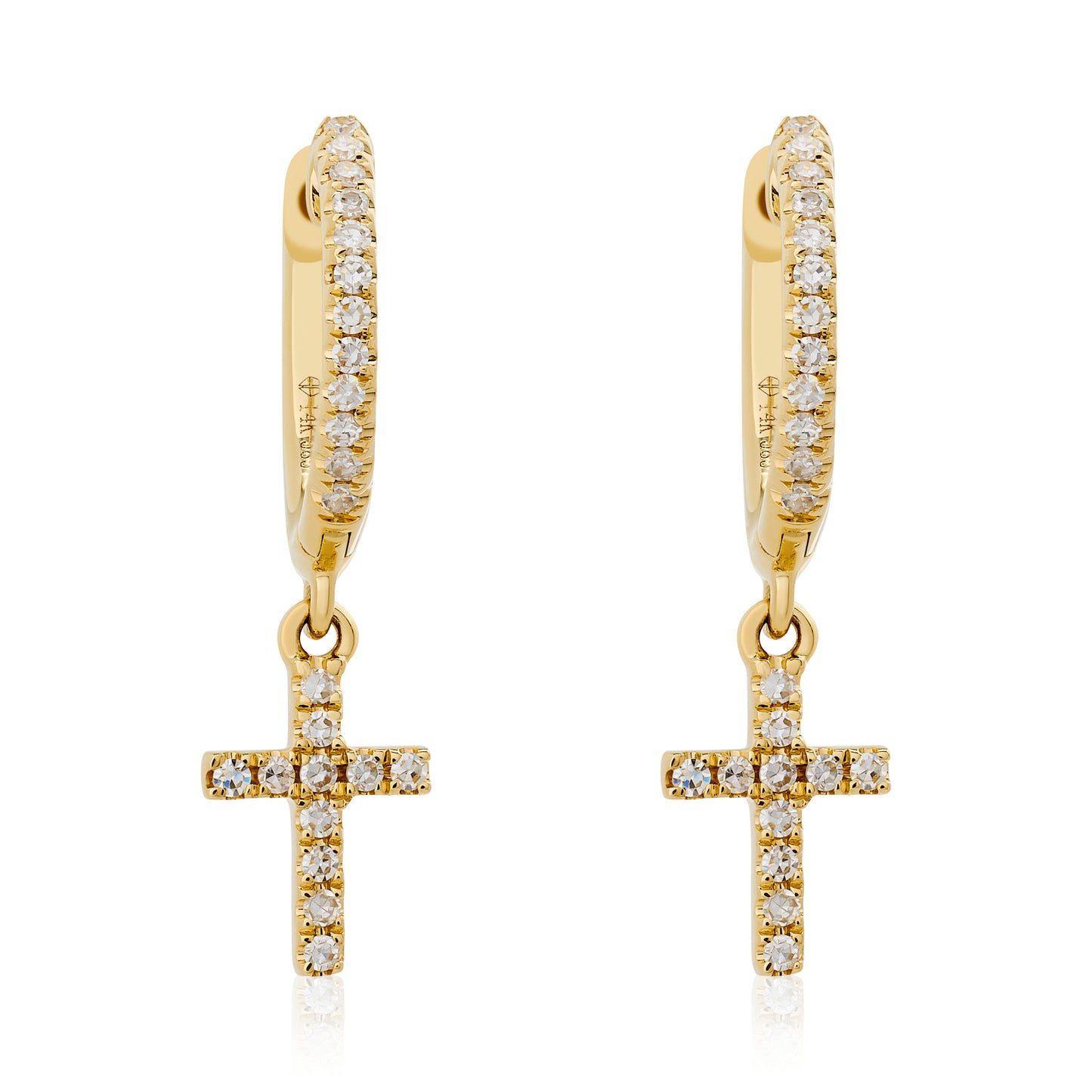 Petite Diamond Dangle Cross Earrings