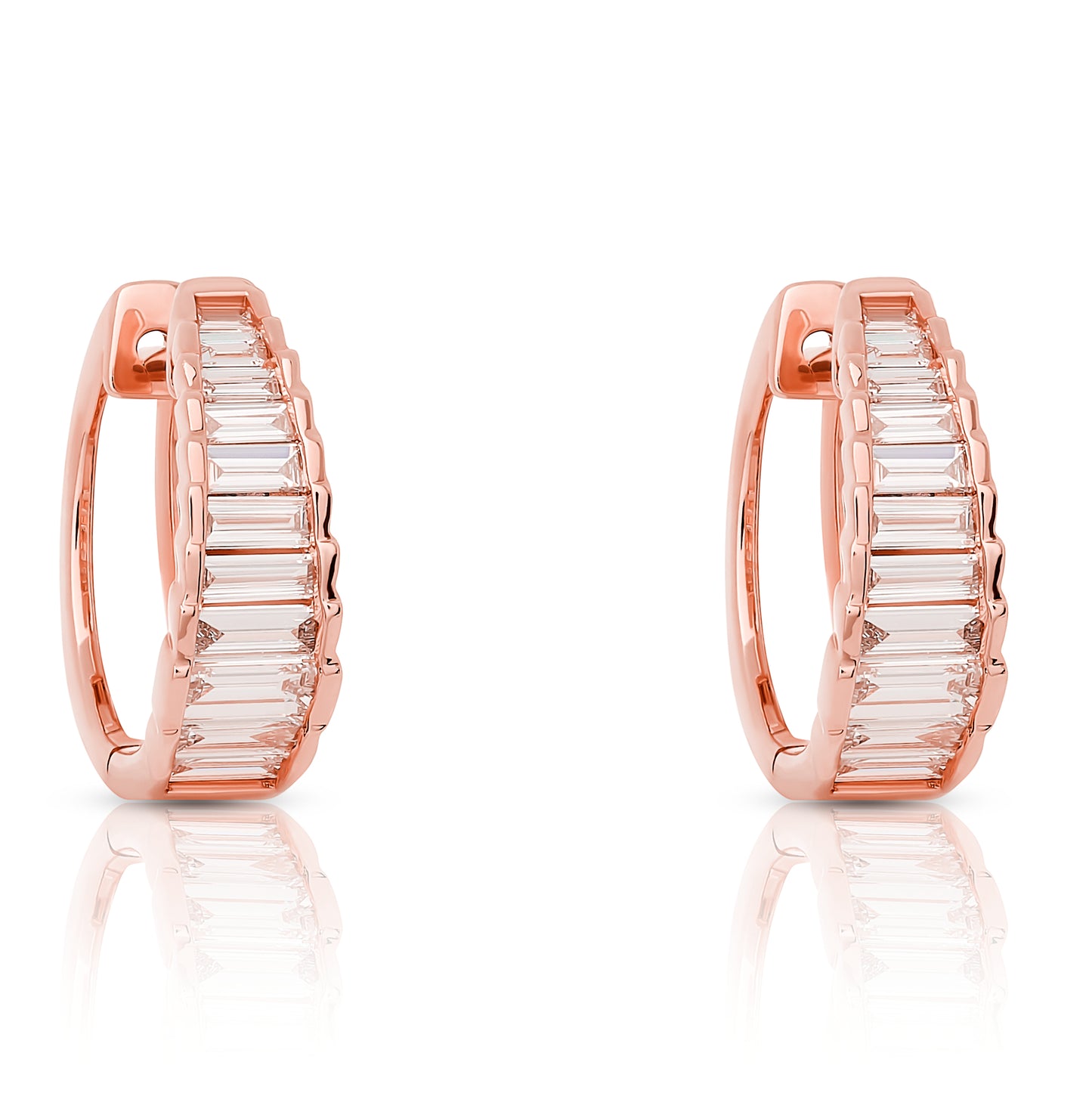 Diamond Graduated Baguette Diamond Huggie Hoops