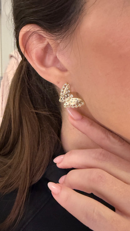 Whimsical Diamond Butterfly Earrings