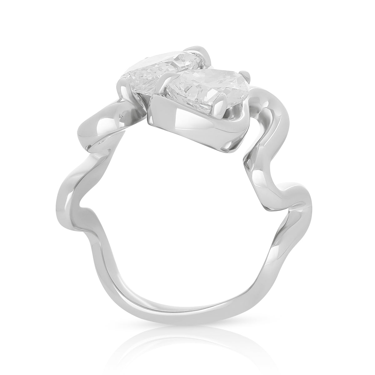 Lab Pear Diamond Wavy Ring