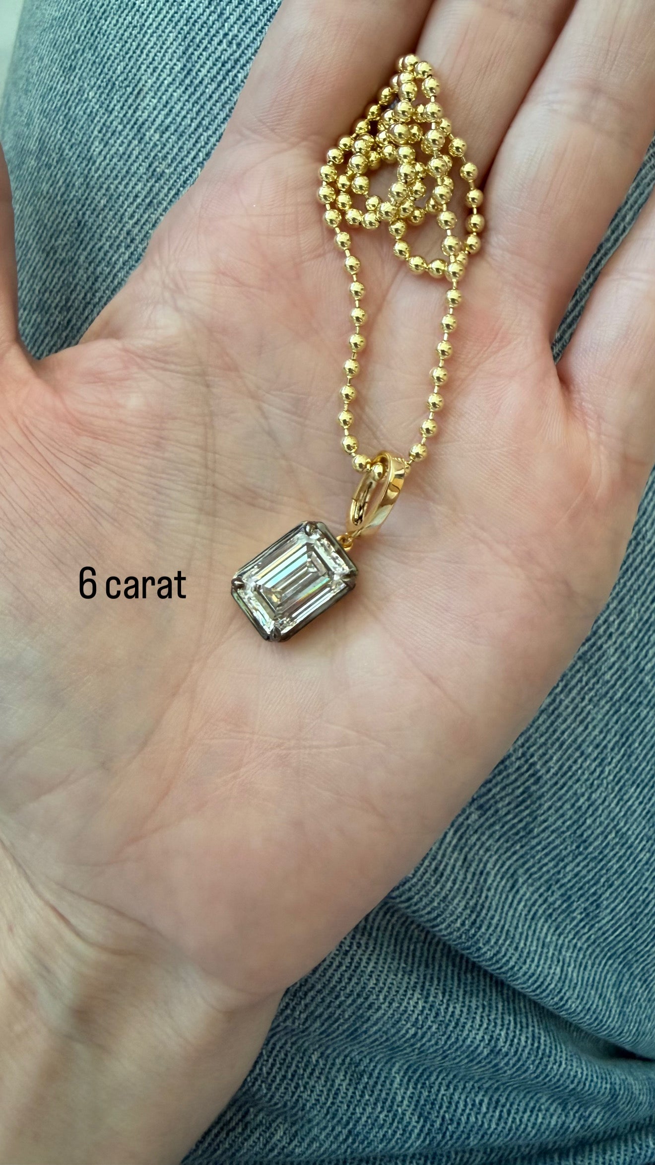 Lab Diamond Emerald Cut Button Back Pendant