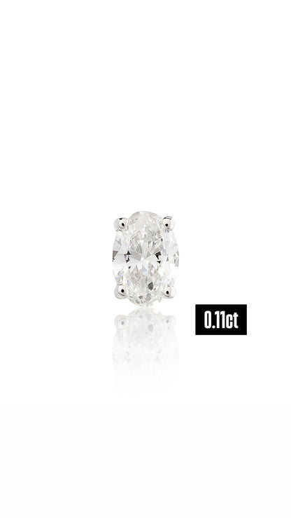 Oval Shape Diamond Flat Back Stud Earring
