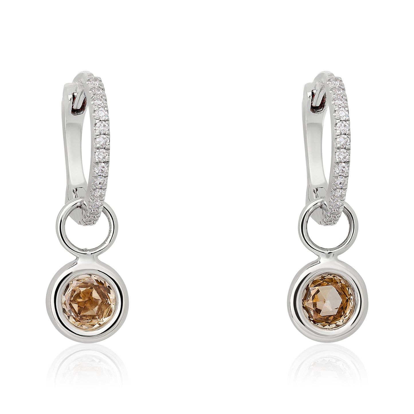 Champagne Rose Cut Diamond Circle Charms