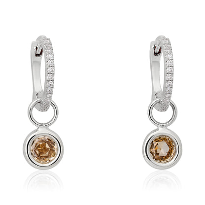Champagne Rose Cut Diamond Circle Charms
