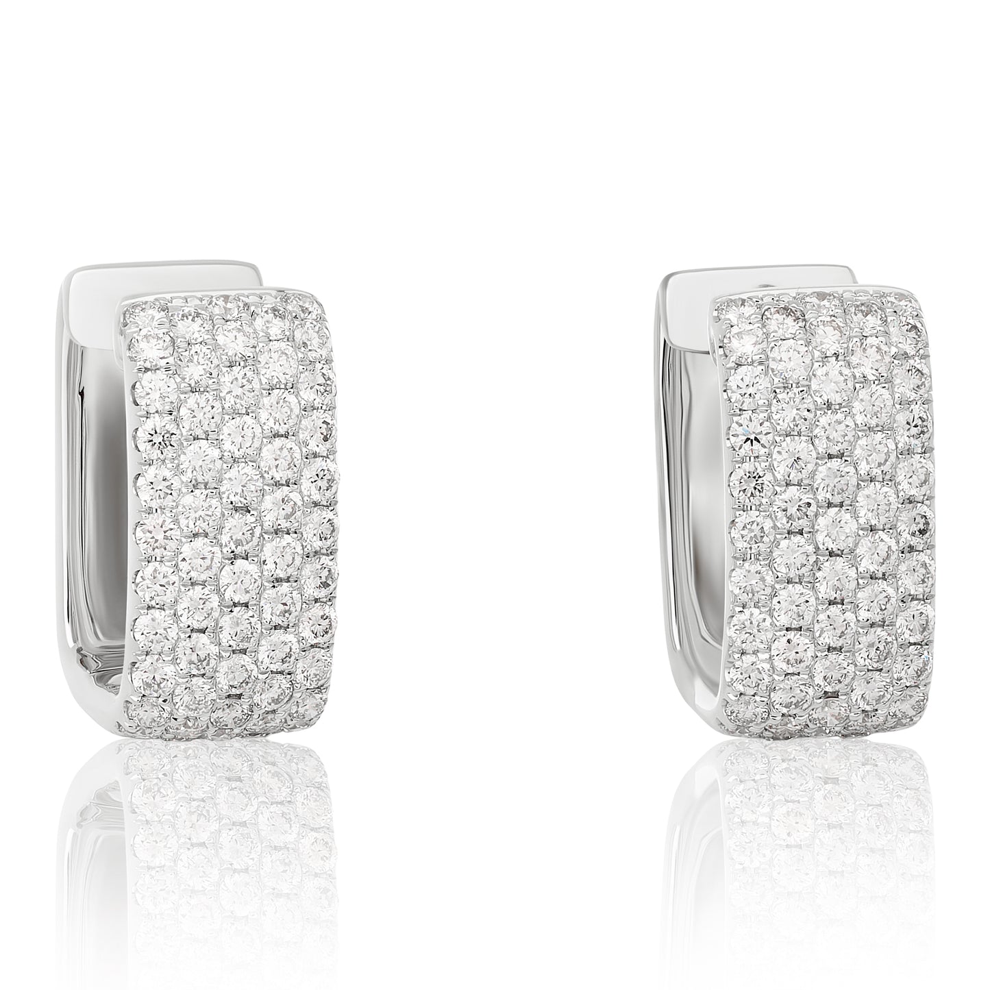 Five Row Diamond Rectangular Hoop Earrings