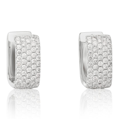 Five Row Diamond Rectangular Hoop Earrings